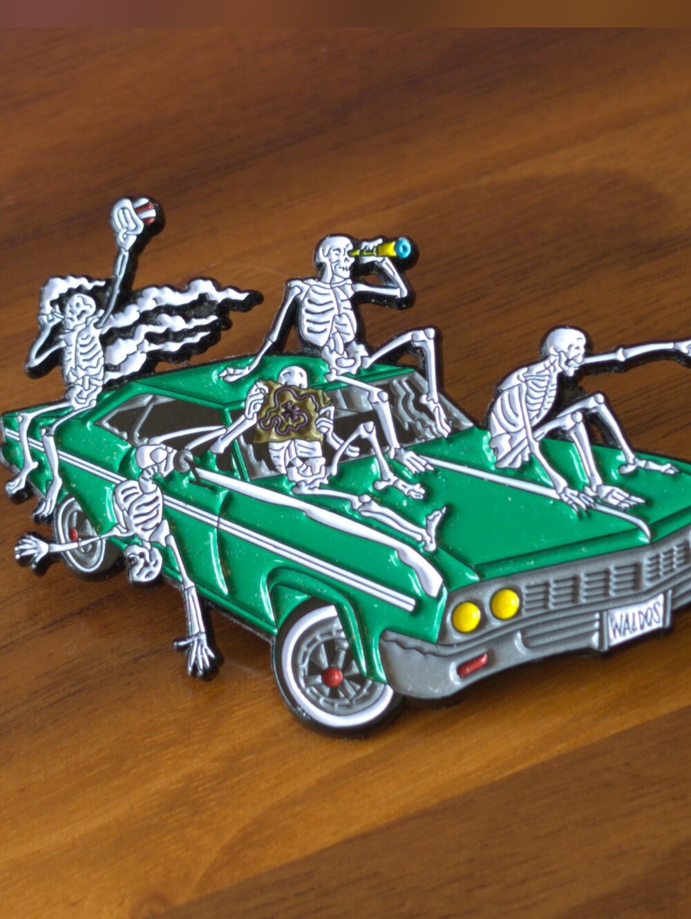 Lagunitas Waldos Car Skeleton Enamel Pin